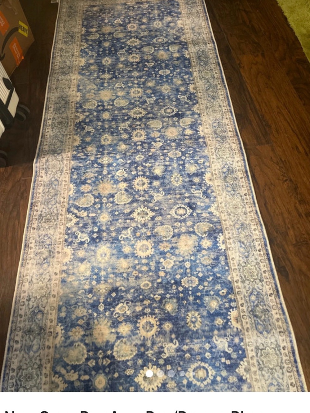 Othr Blue and Cream Floral Runner Rug